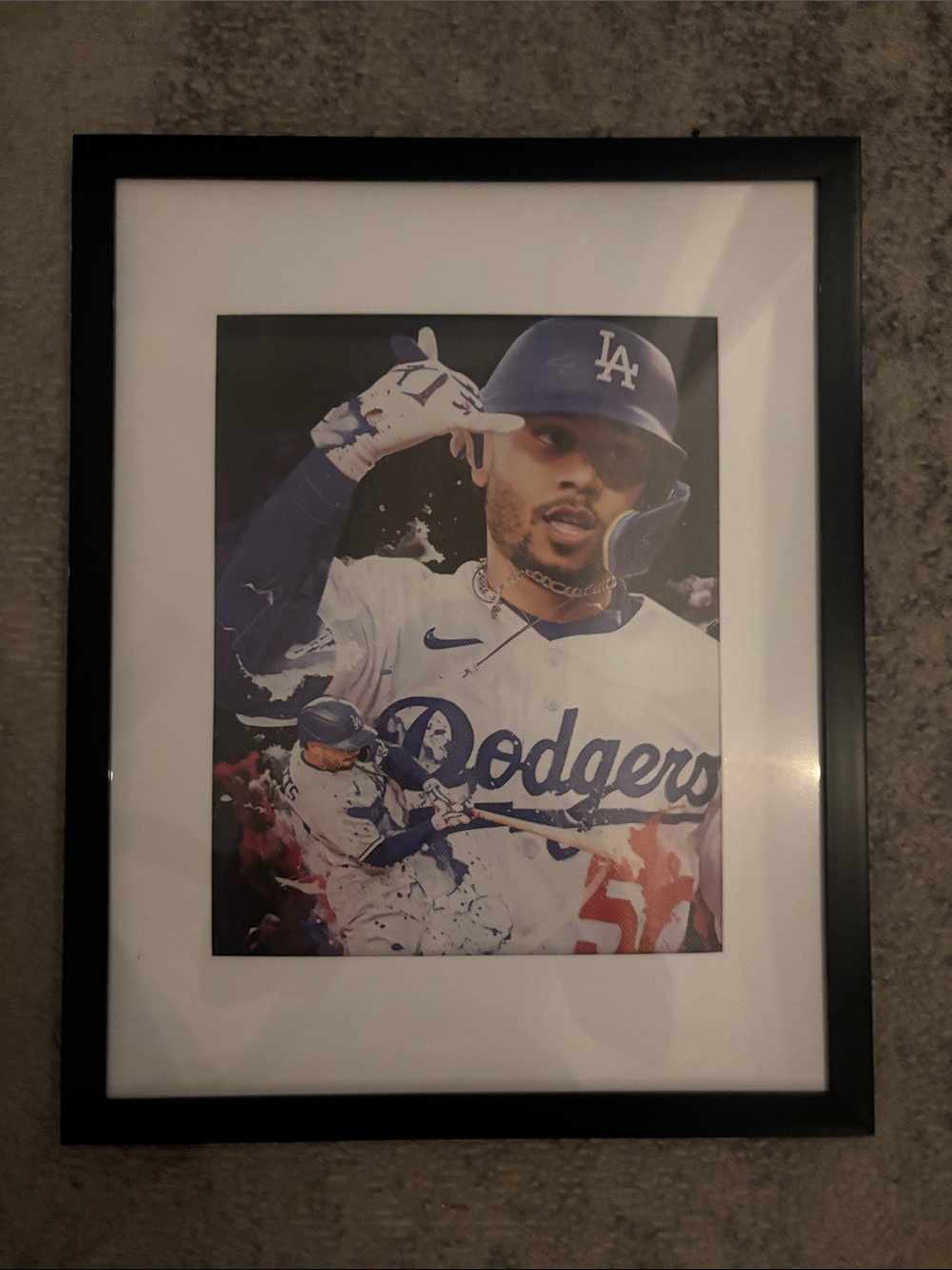 Black Framed LA Dodgers Blue & White Sports Print by